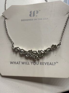 Pale green Cluster Necklace - rhodium